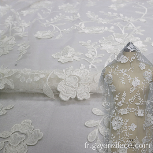 Dentelle de broderie blanche Africa Tulle Lace